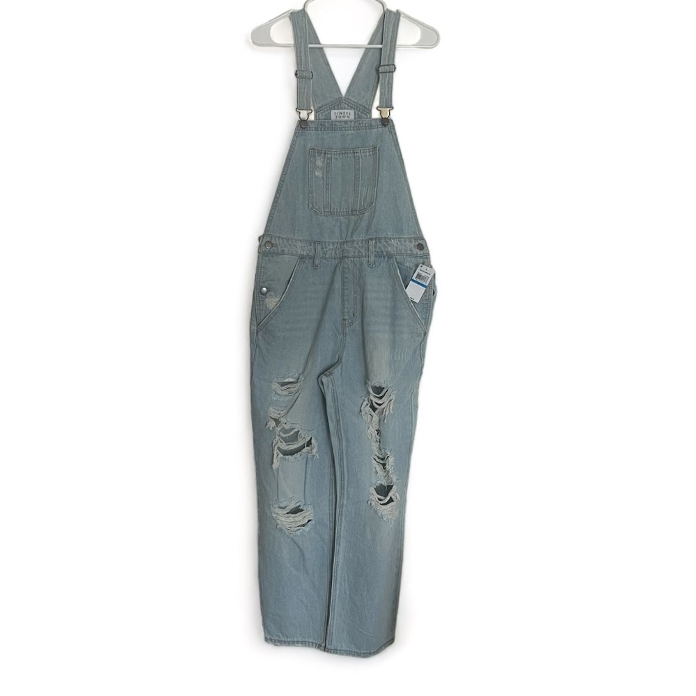 Tinseltown Rigid Ripped Overalls with Button Closures, Size XL, NWT - Picture 2 of 15